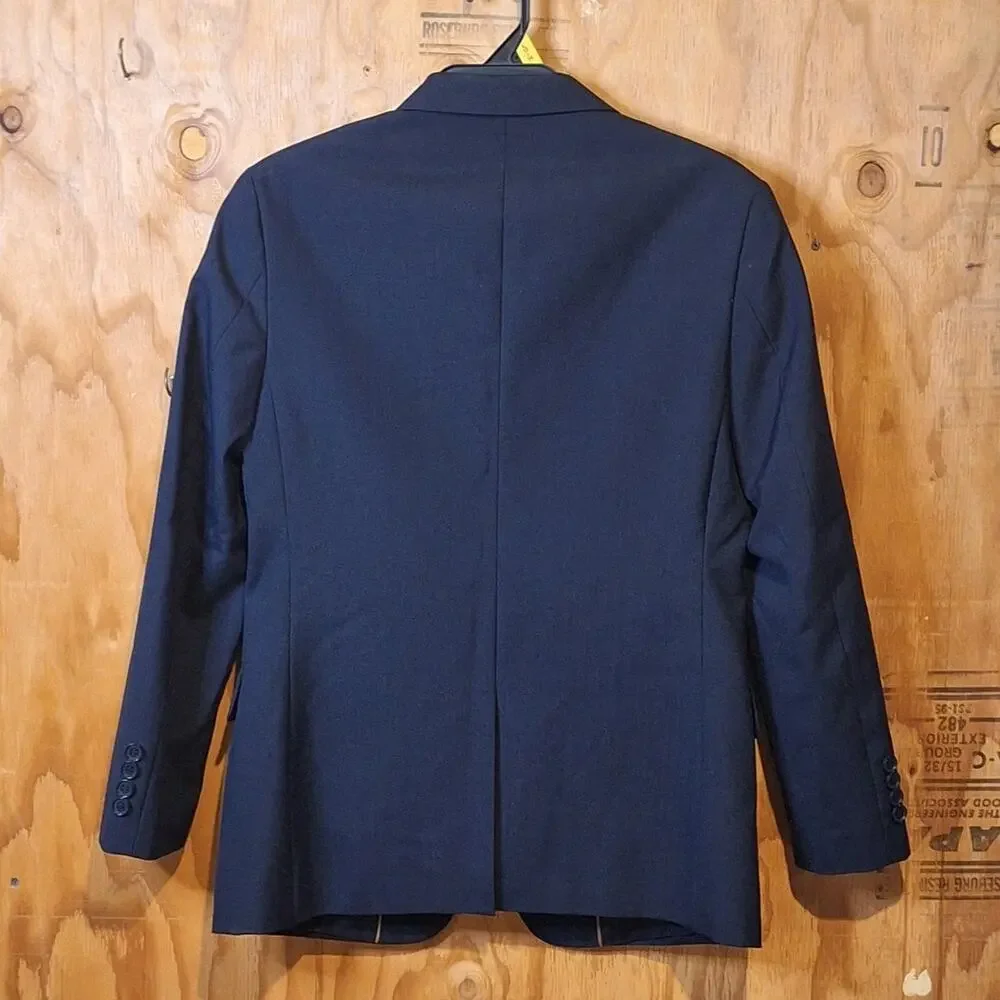 Louis Martin Blazer Jacket Womens Size 4 Navy Blue Wool Blend Dark Academia Prep